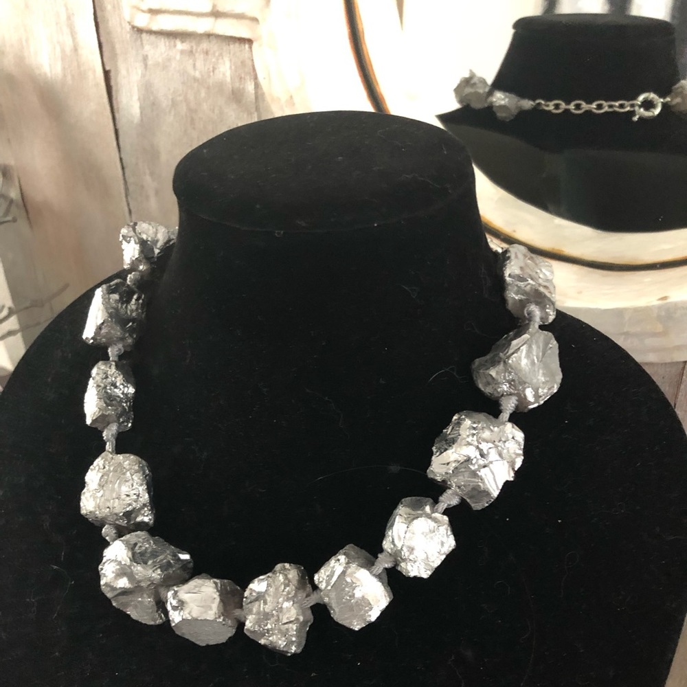 Silver Chunky Rock Necklace - Women Jewelry Necklaces